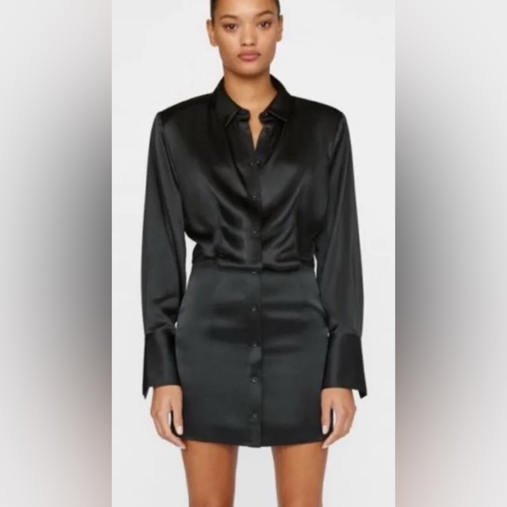 Frame Strong Shoulder Mini Dress silk XS
